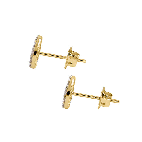 Solid 14K Yellow Gold Minimalist Round 6.5mm CZ Earrings
