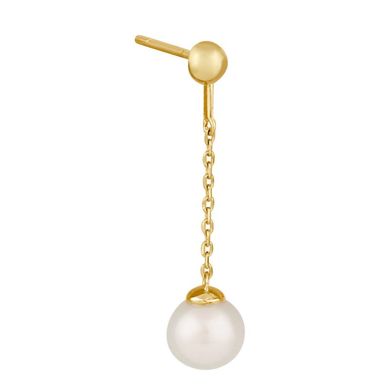 Solid 14K Gold Dangling Fresh Water Pearl  Earrings