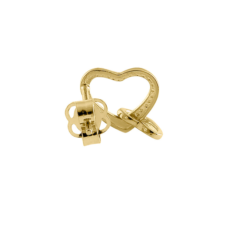 Solid 14K Yellow Gold Linking Heart Earrings