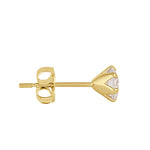 Solid 14K Gold 4.0mm Round CZ Earrings