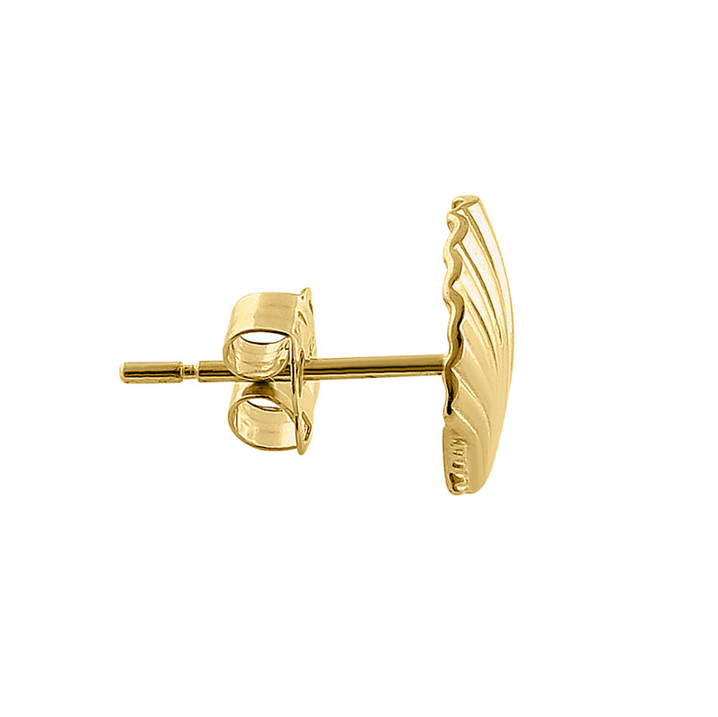 Solid 14K Yellow Gold Clam Earrings