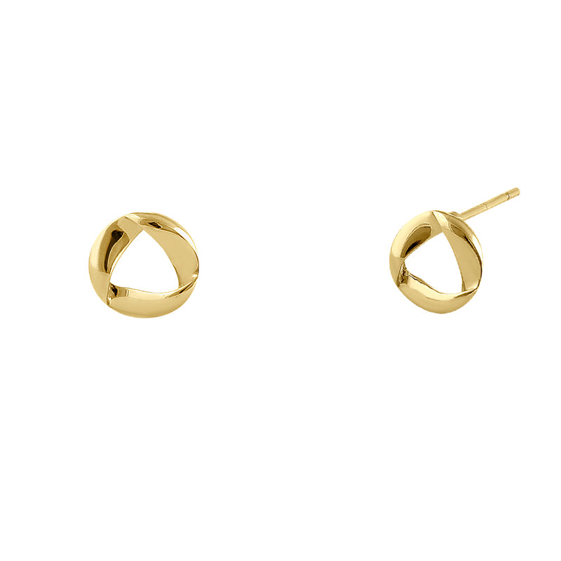 Solid 14K Yellow Gold Circular Twist Earrings