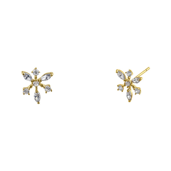 Solid 14K Yellow Gold Dawn Star CZ Earrings