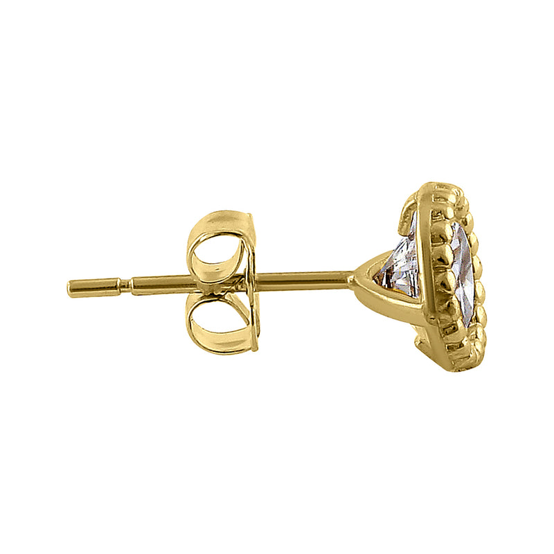 Solid 14K Yellow Gold Simple Round CZ Earrings