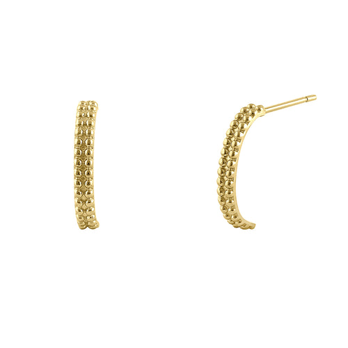 Solid 14K Yellow Gold Half Loop Beaded Earrings