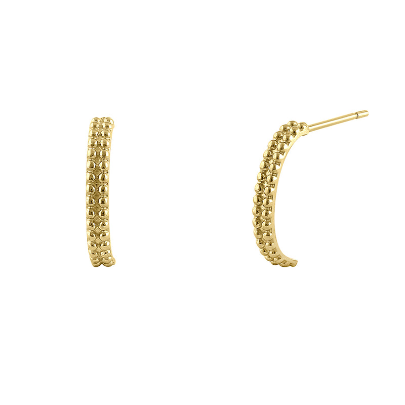 Solid 14K Yellow Gold Half Loop Beaded Earrings