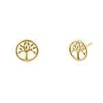 Solid 14K Yellow Gold Storybook Tree of Life Earrings