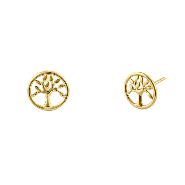 Solid 14K Yellow Gold Storybook Tree of Life Earrings