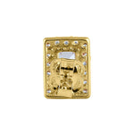 Solid 14K Yellow Gold Halo Baguette Straight CZ Earrings