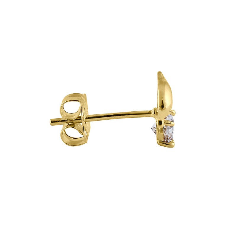 Solid 14K Yellow Gold Jumping Dolphin Earrings