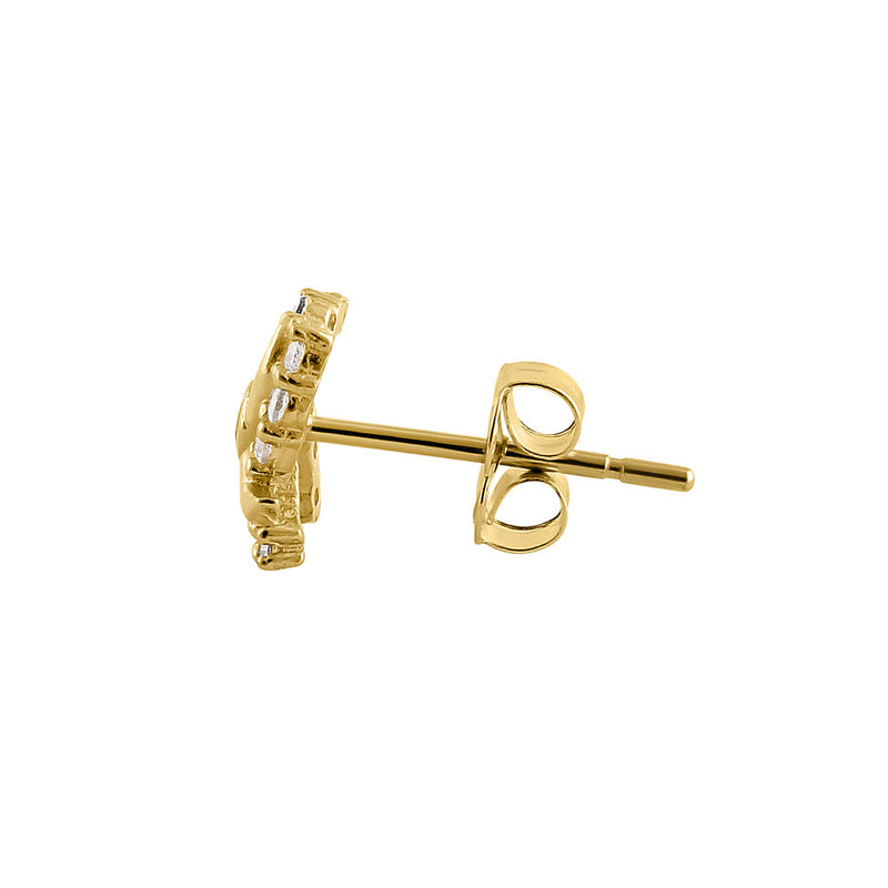 Solid 14K Yellow Gold Pinwheel CZ Earrings