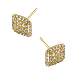 Solid 14K Yellow Gold Hedge Maze CZ Earrings