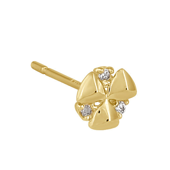 Solid 14K Gold Radioactive Flower with Clear CZ Earrings