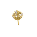Solid 14K Yellow Gold Halo Round CZ Stud Earrings