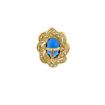 Solid 14K Yellow Gold Blue Sapphire Floral Oval Cut CZ Earrings