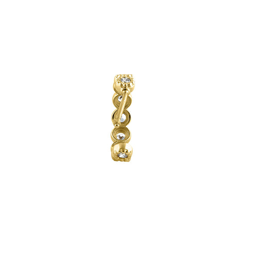 Solid 14K Yellow Gold Half Loop CZ Stud Earrings