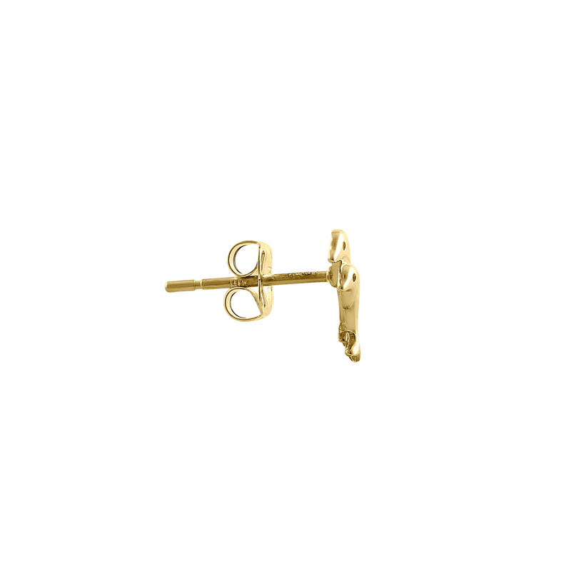 Solid 14K Yellow Gold Twin Dolphin Earrings