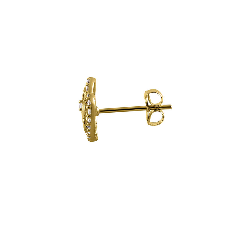 Solid 14K Yellow Gold Valiant Heart CZ Earrings