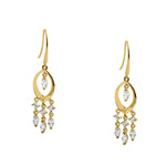 Solid 14K Yellow Gold Chandelier Dangle CZ Hook Earrings