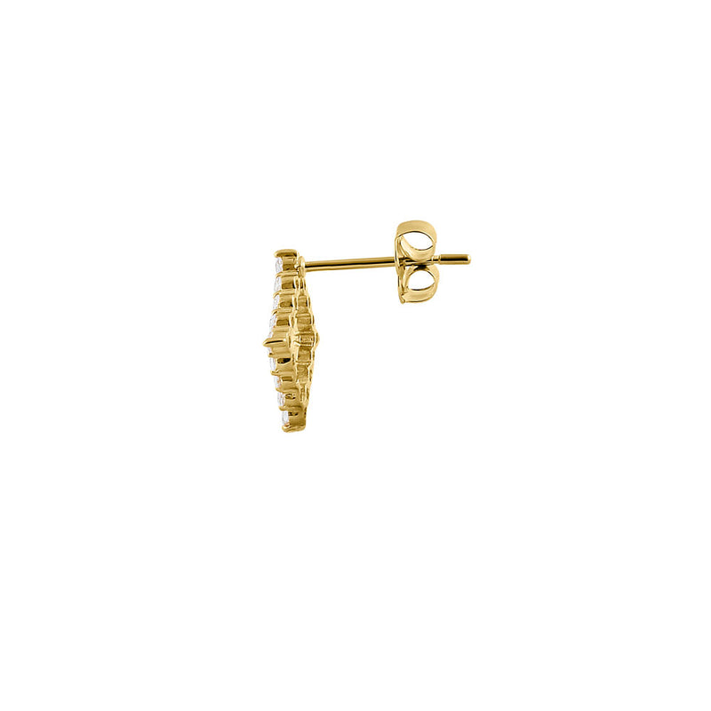 Solid 14K Yellow Gold Diamond-Shaped CZ Earrings
