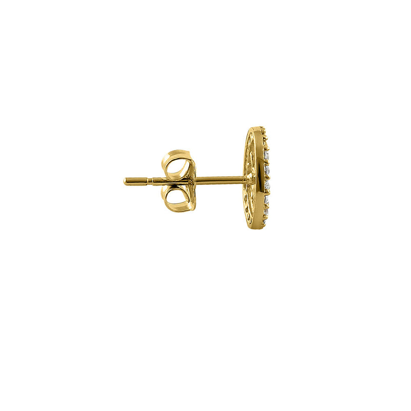 Solid 14K Yellow Gold Small Tree of Life CZ Earrings