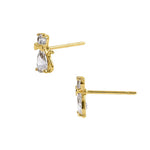 Solid 14K Yellow Gold CZ Kitten Earrings