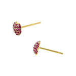 Solid 14K Yellow Gold Bubbly Heart Ruby CZ Earrings