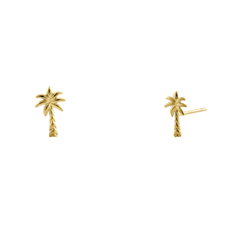 Solid 14K Yellow Gold Palm Tree Earrings