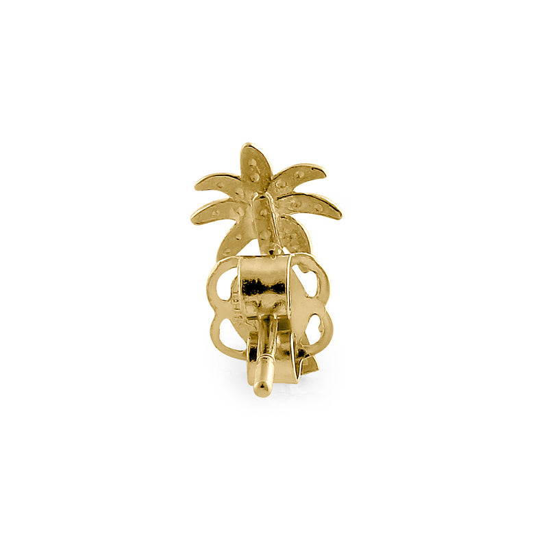 Solid 14K Yellow Gold Palm Tree Earrings