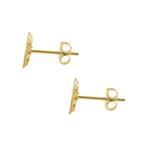 Solid 14K Yellow Gold 7.5mm Four Petal CZ Earrings
