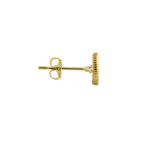 Solid 14K Yellow Gold Marquise CZ Stud Earrings