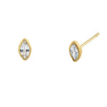 Solid 14K Yellow Gold Marquise CZ Stud Earrings