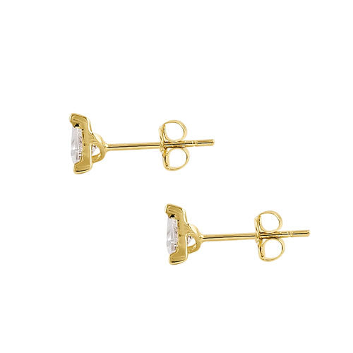 Solid 14K Yellow Gold 4.5mm Triangle CZ Earrings