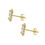 Solid 14K Yellow Gold Radiant Halo CZ Earrings