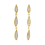 Solid 14K Yellow Gold Elegant Drop Dangle CZ Earrings
