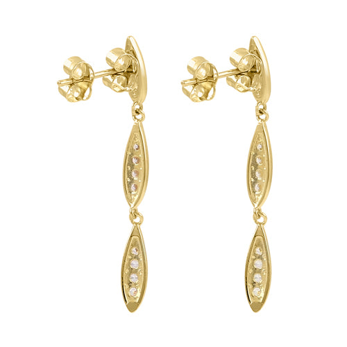 Solid 14K Yellow Gold Elegant Drop Dangle CZ Earrings