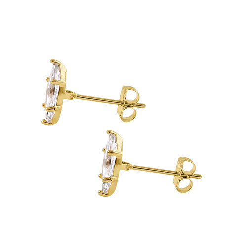Solid 14K Yellow Gold 8 x 4.0mm Marquise CZ Earrings