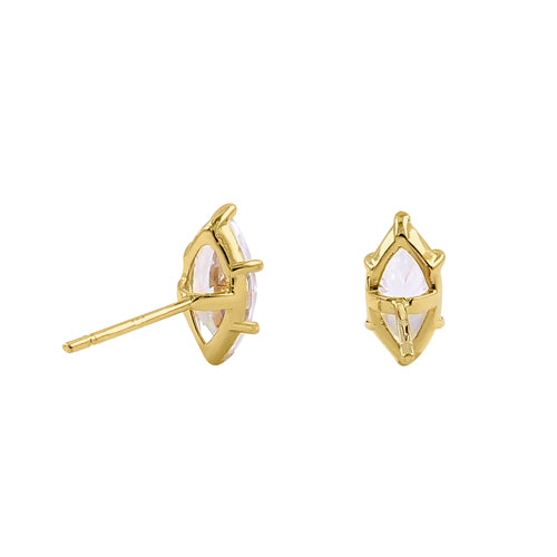 Solid 14K Yellow Gold 8 x 4.0mm Marquise CZ Earrings