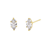 Solid 14K Yellow Gold 8 x 4.0mm Marquise CZ Earrings