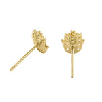 Solid 14K Yellow Gold Hamsa Blue Stone Center CZ Earrings