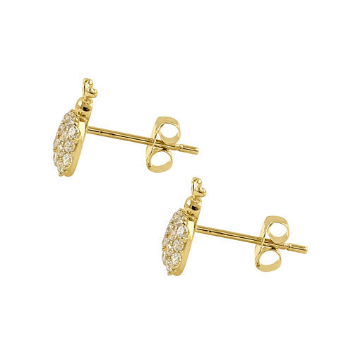 Solid 14K Yellow Gold Dainty Ladybug CZ Earrings