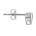 Solid 14K White Gold 4mm Heart Cut Clear CZ Earrings