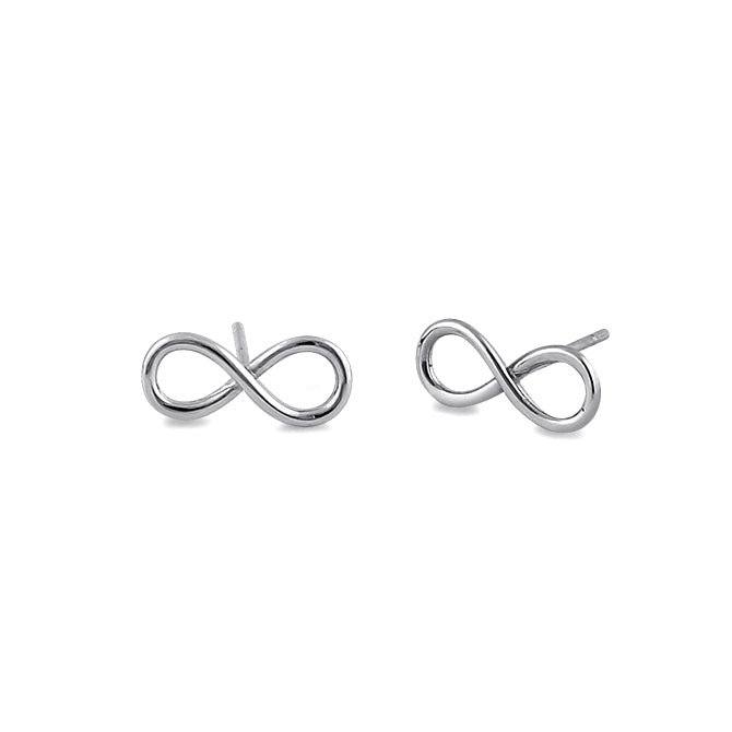 Solid 14K White Gold Infinity Stud Earrings