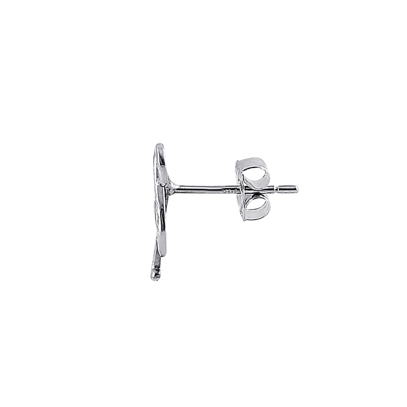 Solid 14K White Gold Music Note Stud Earrings