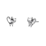 Solid 14K White Gold Kitten Stud Earrings