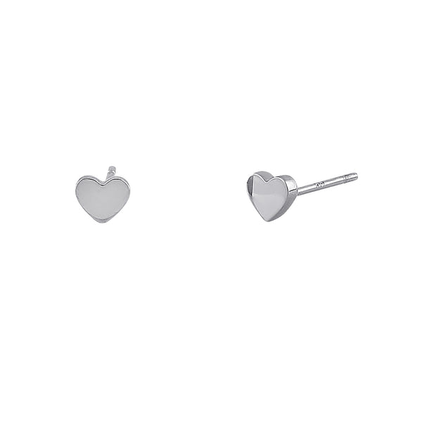 Solid 14K White Gold Tiny Heart Earrings