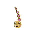 Solid 14K Yellow Gold 5 Ruby Round CZ Stud Earrings
