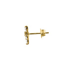 Solid 14K Yellow Gold Flower Marquise CZ Earrings