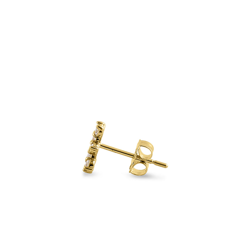 Solid 14K Yellow Gold Checkered CZ Earrings