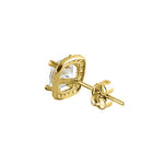 Solid 14K Yellow Gold Cushion Halo CZ Earrings
